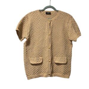 VICI beige pearl button up sweater size M
